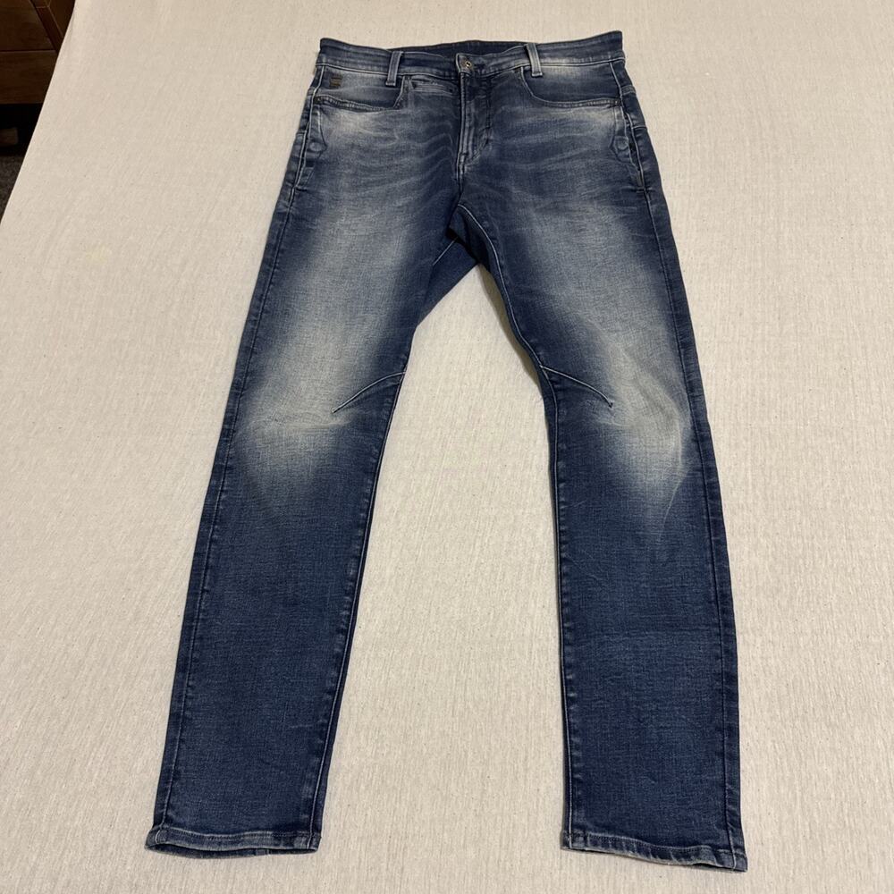 G-Star Raw D-Staq 3D Slim Denim Jeans Sz 32x32 Blue Motorcycle Rider EUC